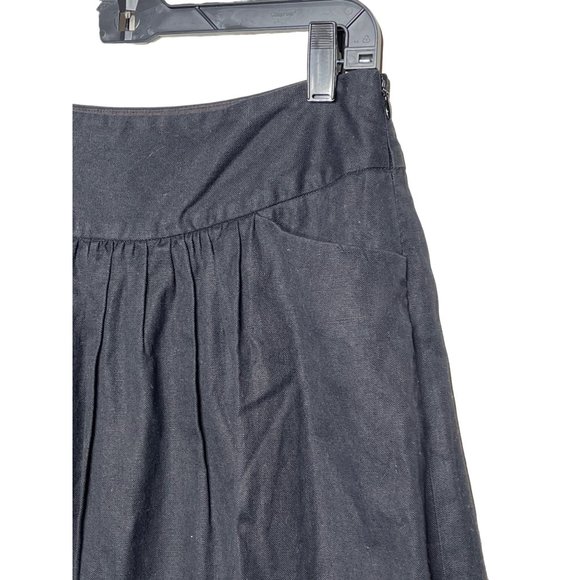 Prize Skirt Women Sz 6 Black A Line Full Solid Linen Blend Neutral Bohemian Dark - Picture 5 of 12